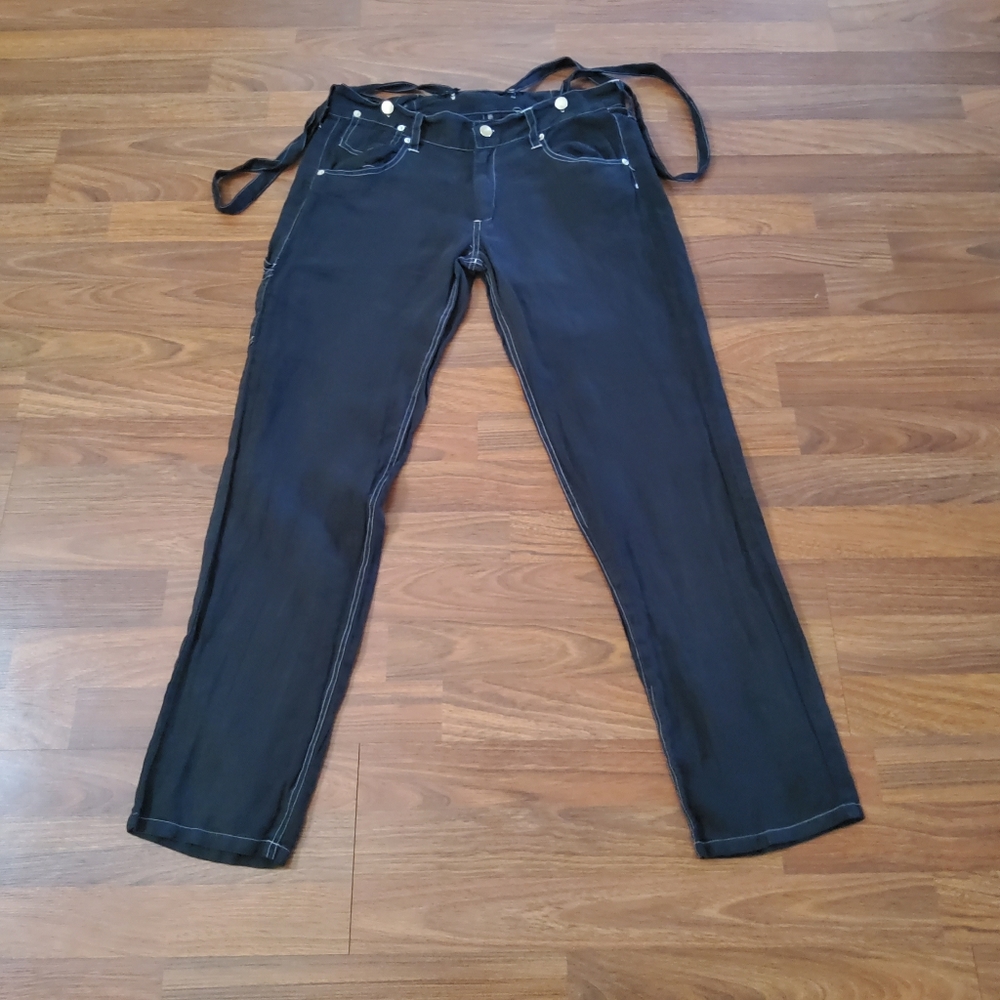 NWOT Johnny Was Suspender Strap Casual Pants Size M Black New - Picture 4 of 6